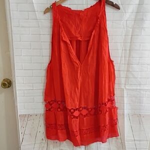 Free People Women's Orange Sleeveless Top Size L